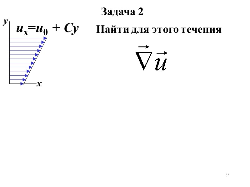 9 Задача 2 Найти для этого течения ux=u0 + Cy х у